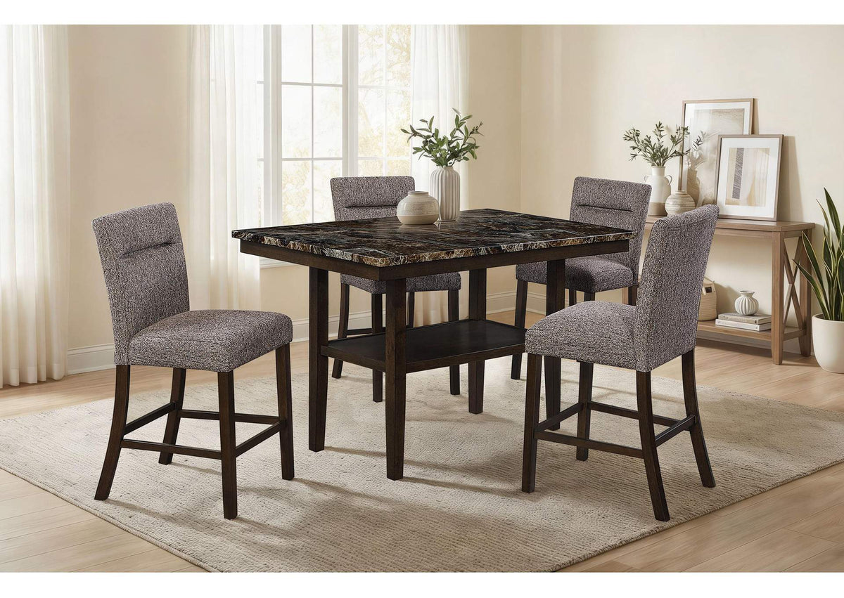 D4355BT-BRWN+BS-BRWN_7PC D4355 BROWN BAR TABLE WITH 6 BAR STOOLS