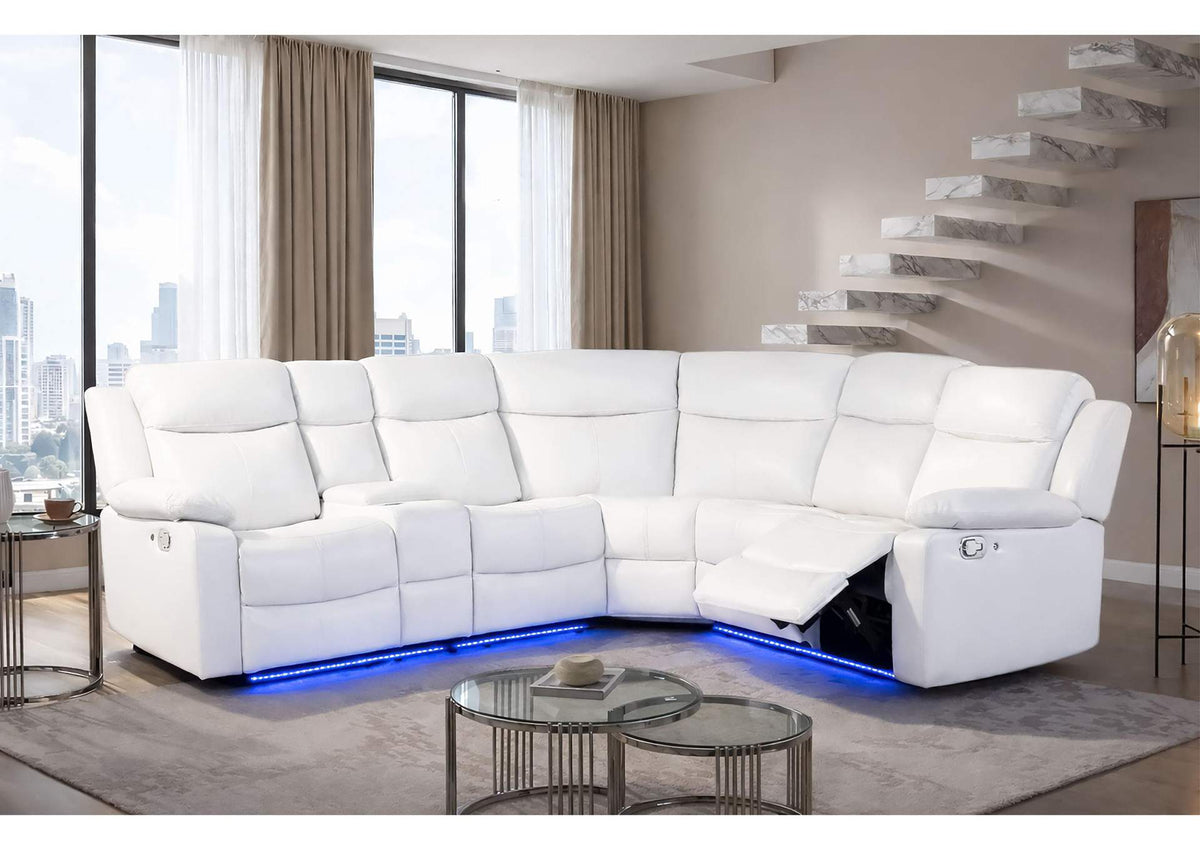 U6026-BLANCHE_WHITE-RAF_SECTIONAL_W_LED&SPKR U6026 BLANCHE WHITE RIGHT SIDE FACING SECTIONAL WITH LED AND SPEAKER