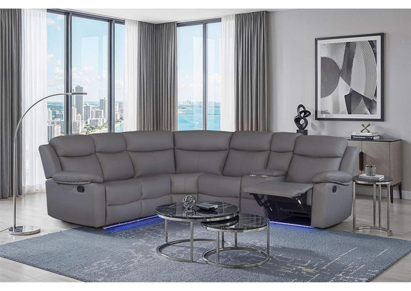 U6026-GREY_PU_46A-RAF_SECTIONAL_W_LED_&SPKR U6026 GREY POLYURETHANE 46A RIGHT SIDE FACING SECTIONAL WITH LED AND SPEAKER