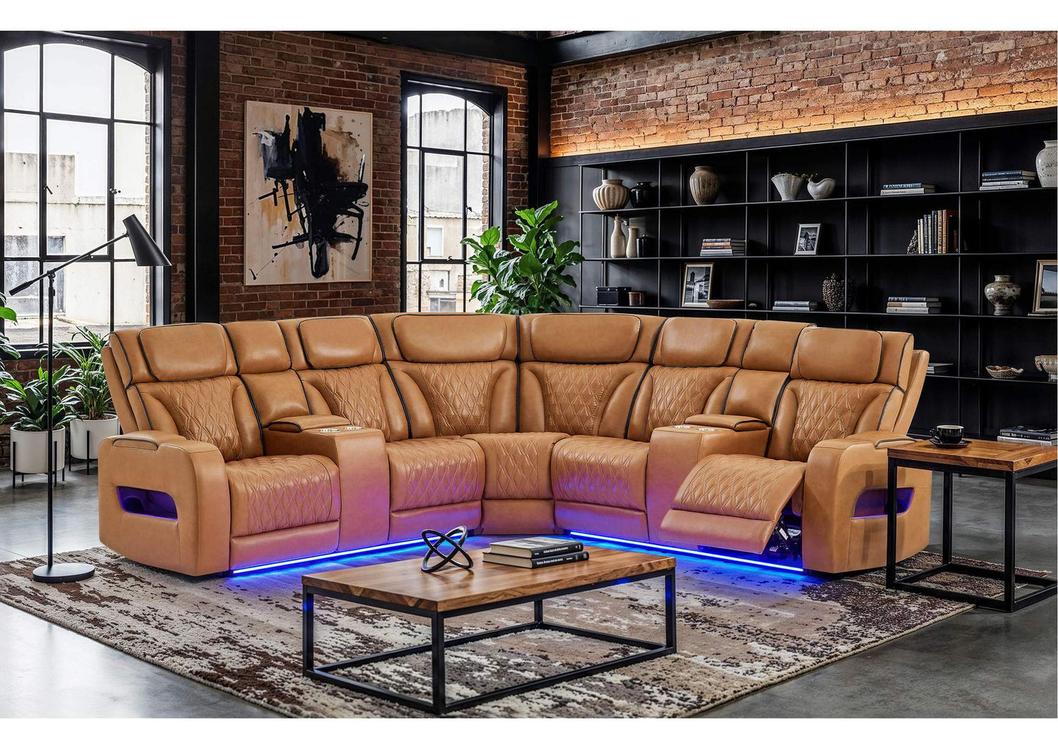 U8611-CAMEL-SECTIONAL_W_PHR_LED_SPKR U8611 CAMEL SECTIONAL WITH POWER HEADREST, CONTINUOUS LED AND SPEAKER
