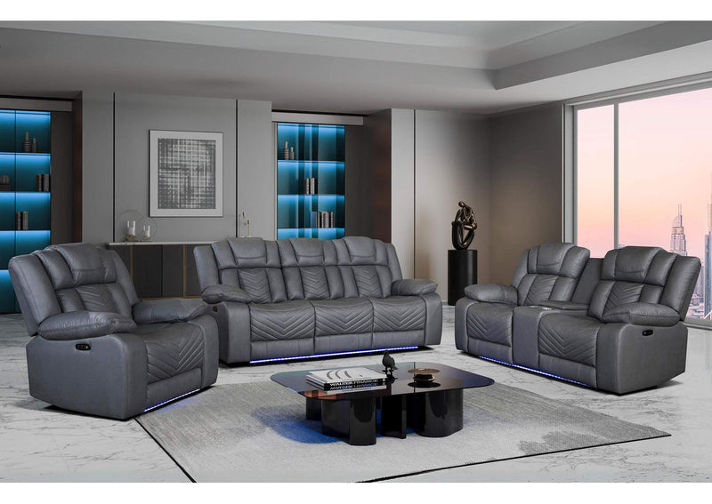 U7068-GREY_10-PRS_PCRLS_W_LED U7068 GREY 10 POWER REC SOFA - POWER CON REC LOVESEAT WITH LED