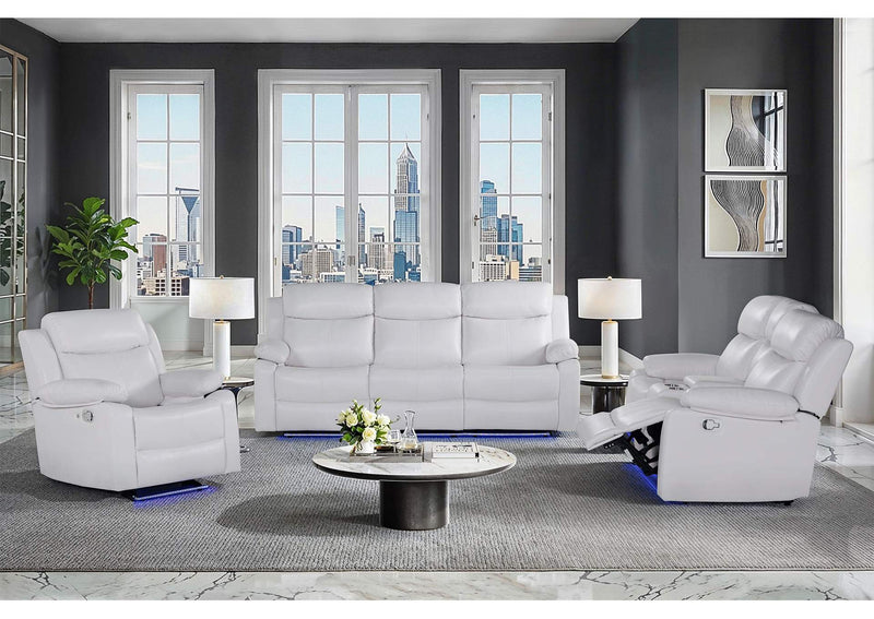 U6026-BLANCHE_WHITE-RS_CRLS_W_SPKR_GR_W_LED U6026 BLANCHE WHITE REC SOFA W - LED - CONS REC LOVESEAT W - SPKR&LED - GLIDER RECLINER W - LED