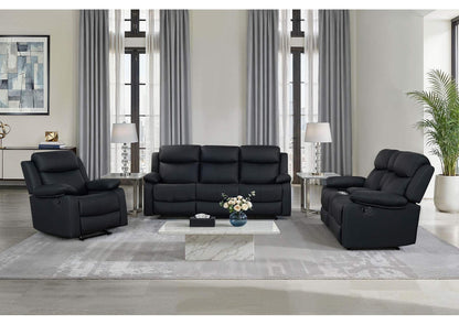 U6026-BLACK_PU_72A-RS_CRLS_W_LED_&_SPKR U6026 BLACK POLYURETHANE 72A REC SOFA - CONSOLE REC LOVESEAT W - LED & SPEAKER