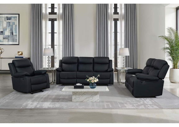 U6026-BLACK_PU_72A-RS_CRLS_W_LED_&_SPKR U6026 BLACK POLYURETHANE 72A REC SOFA - CONSOLE REC LOVESEAT W - LED & SPEAKER