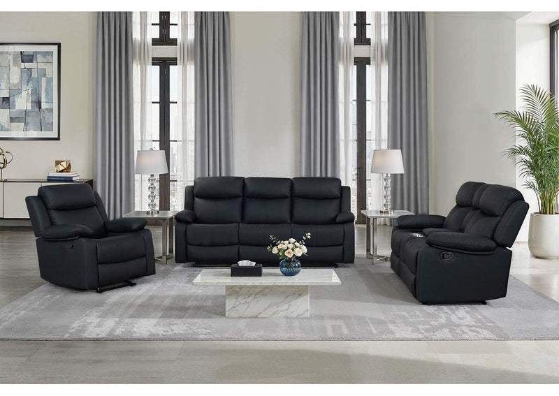 U6026-BLACK_PU_72A-RS_CRLS_W_LED_&_SPKR U6026 BLACK POLYURETHANE 72A REC SOFA - CONSOLE REC LOVESEAT W - LED & SPEAKER