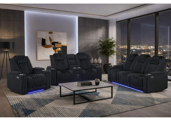 U8000-BLACK-PCRLS_PRS_PR_W_PHR U8000 BLACK POWER REC SOFA - POWER CON REC LOVESEAT - POWER RECLINER W - PHR