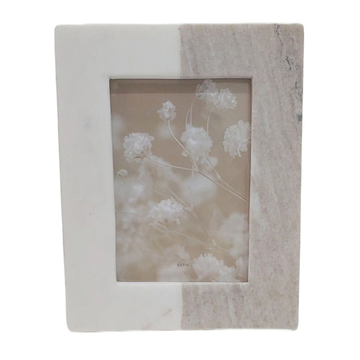 5" x 7" 2-Tone Marble Photo Frame - Beige / White