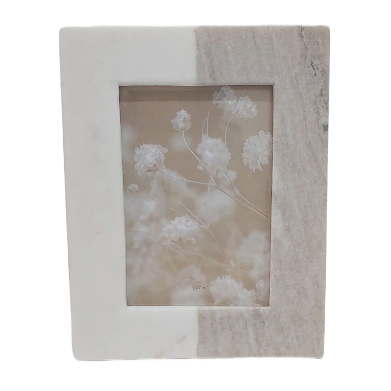 5" x 7" 2-Tone Marble Photo Frame - Beige / White