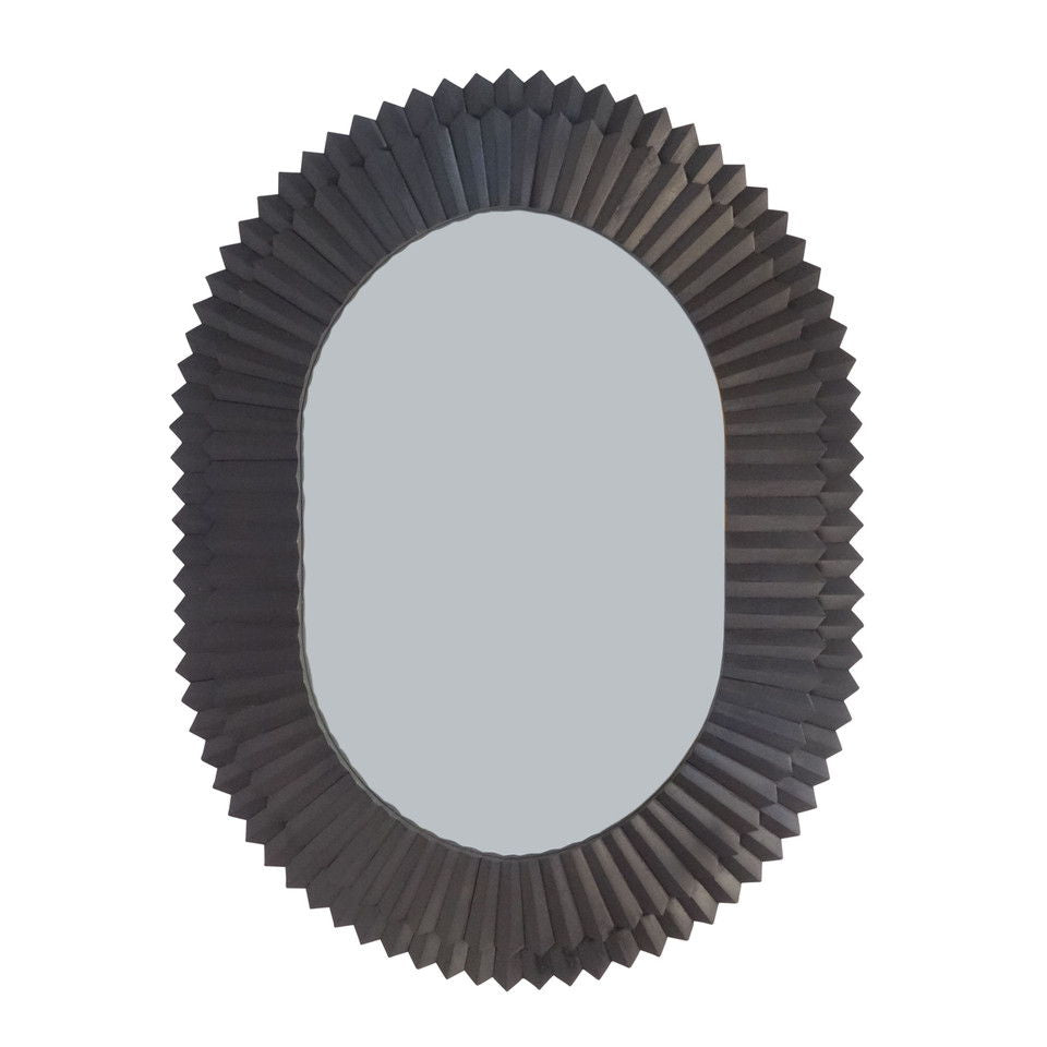 Tribeca Carved Wood Wall Mirror - Black