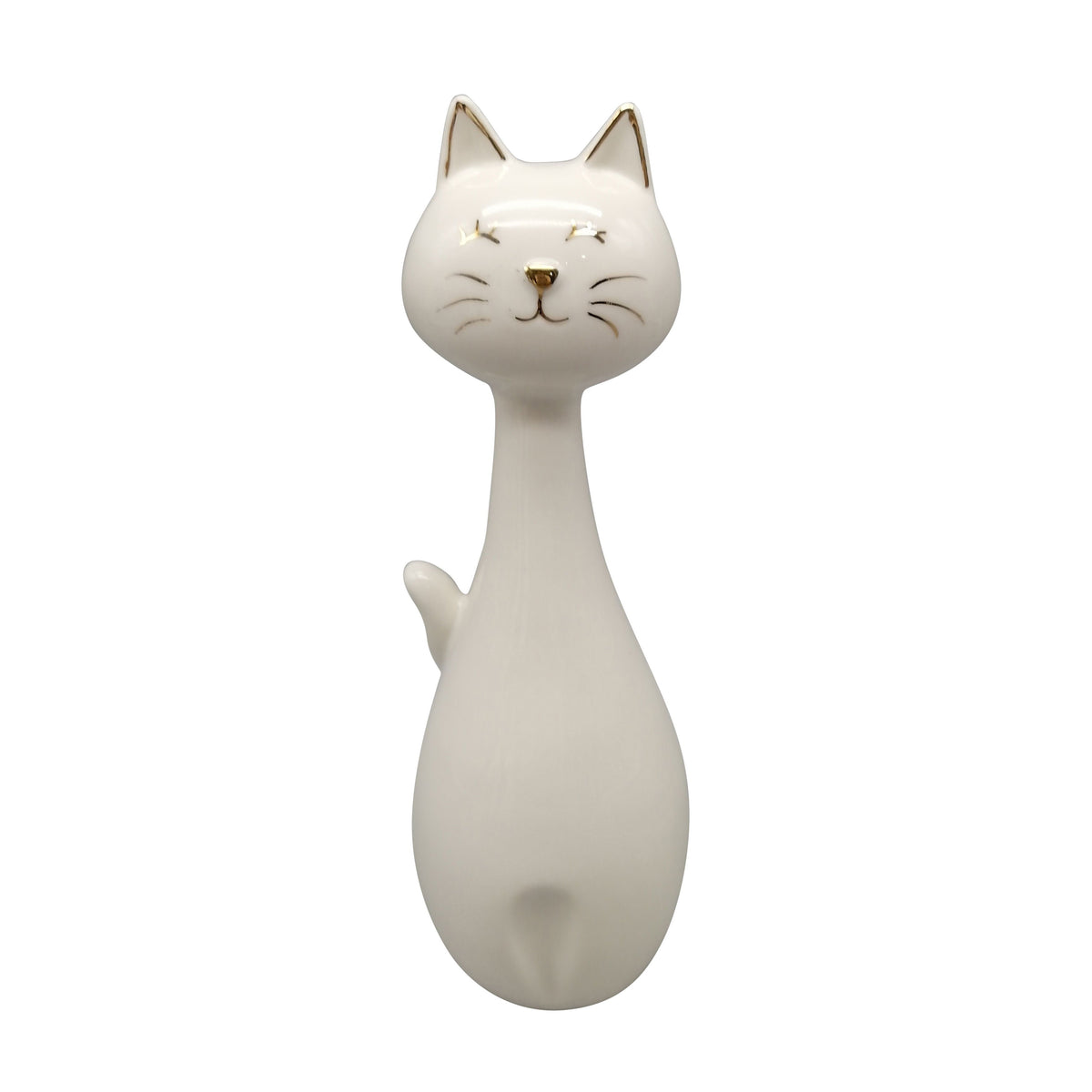 9" Sitting Kitty - White/Gold