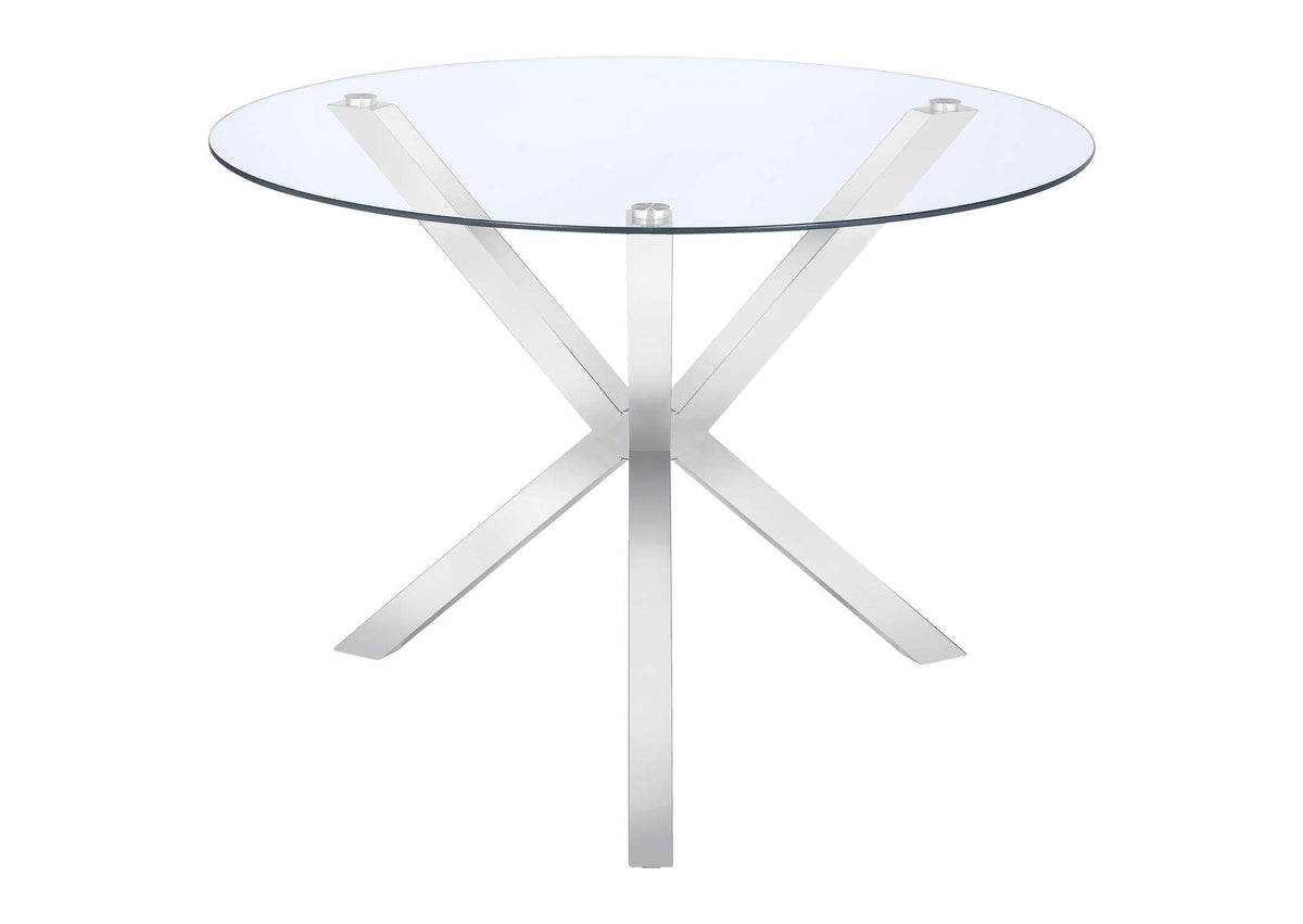 Vance Round 41-inch Glass Top Asterisk Dining Table Chrome