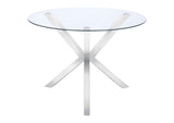 Vance Round 41-inch Glass Top Asterisk Dining Table Chrome