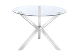 120760 Vance Round 41-inch Glass Top Asterisk Dining Table Chrome