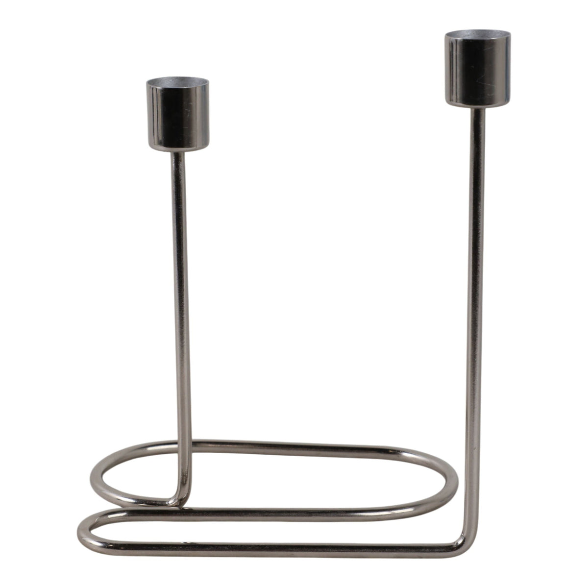 Metal Double Swirl Taper Holder - Silver