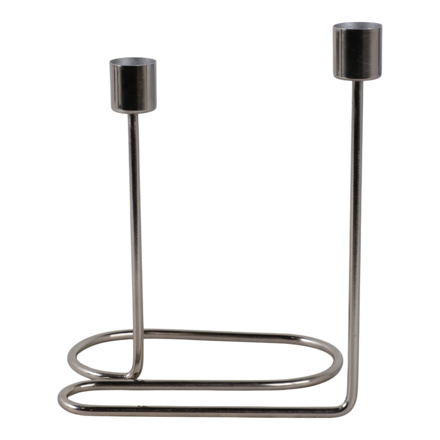Metal Double Swirl Taper Holder - Silver