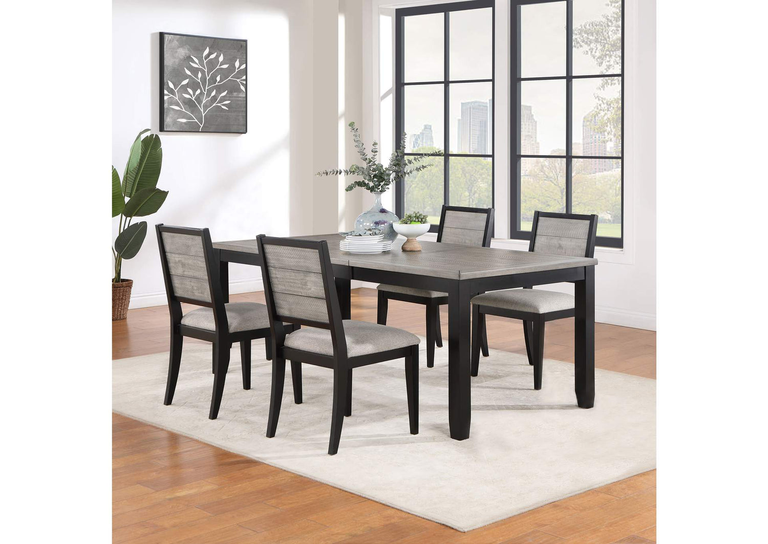 Elodie 5-piece Rectangular Extension Leaf Dining Set Black