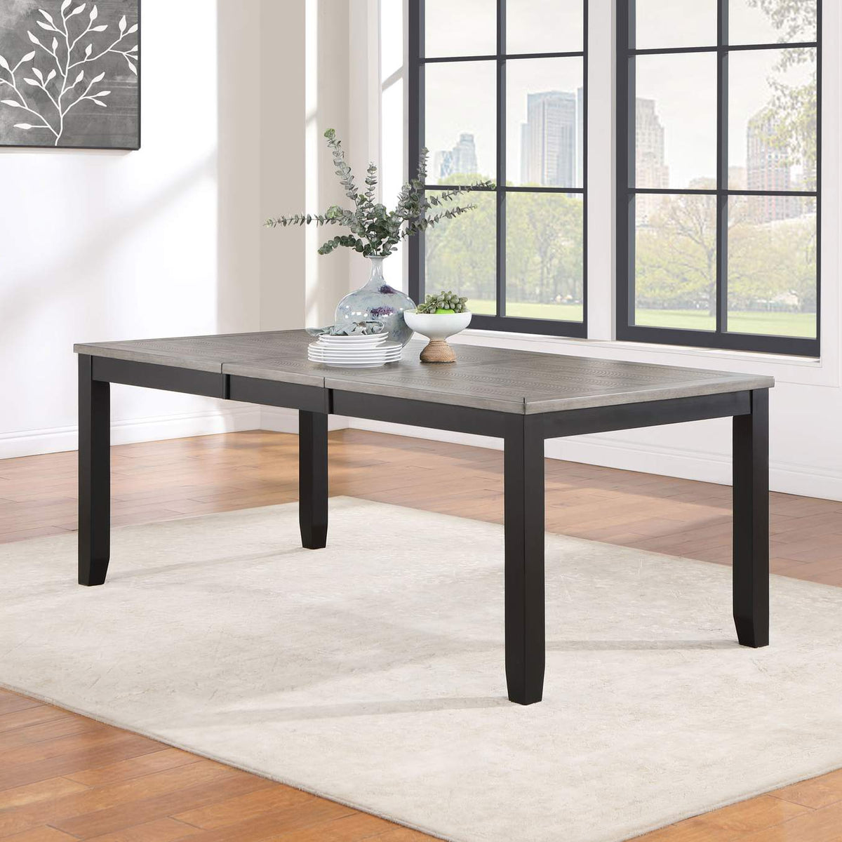 121221 Elodie Rectangular 78-inch Extension Leaf Dining Table Black