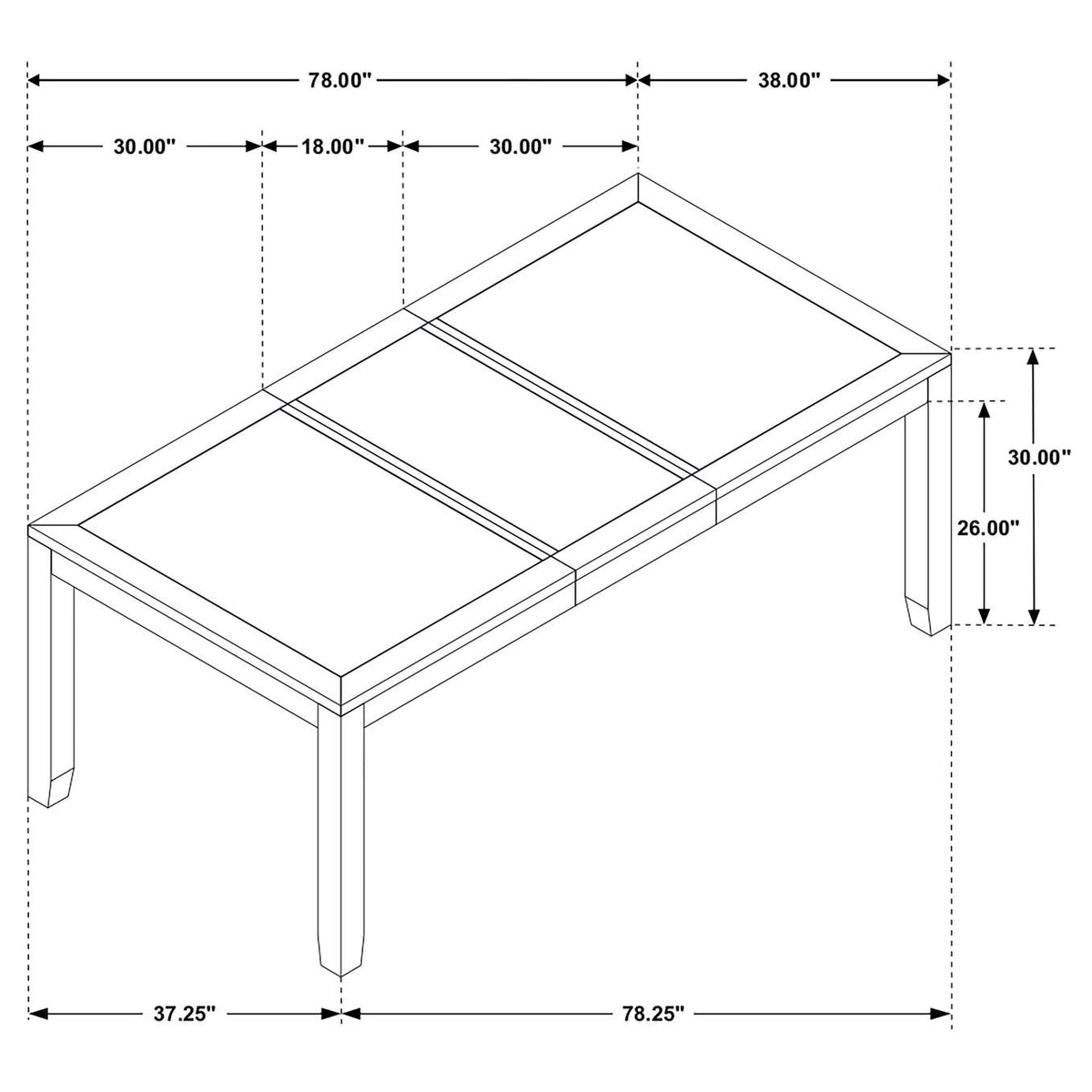 121221 Elodie Rectangular 78-inch Extension Leaf Dining Table Black