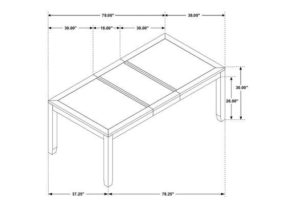 121221 Elodie Rectangular 78-inch Extension Leaf Dining Table Black