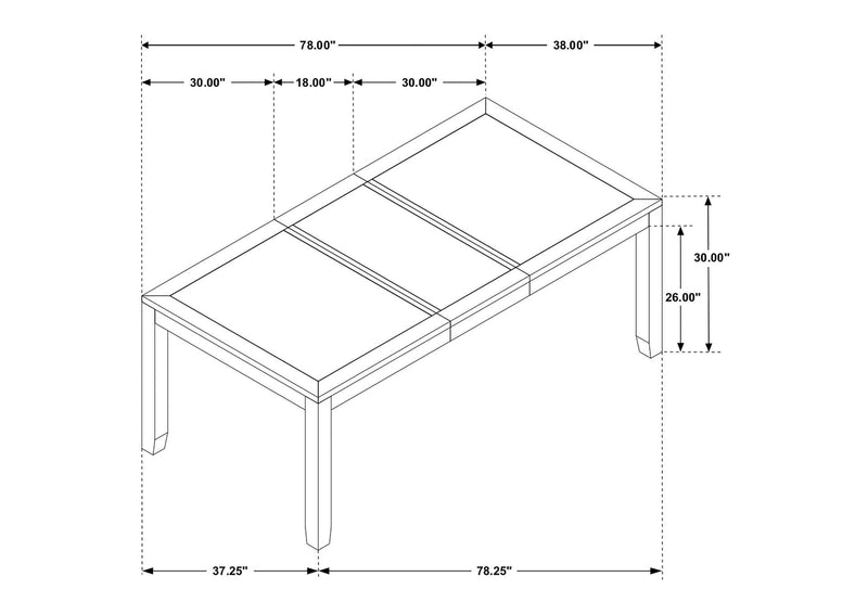 121221 Elodie Rectangular 78-inch Extension Leaf Dining Table Black
