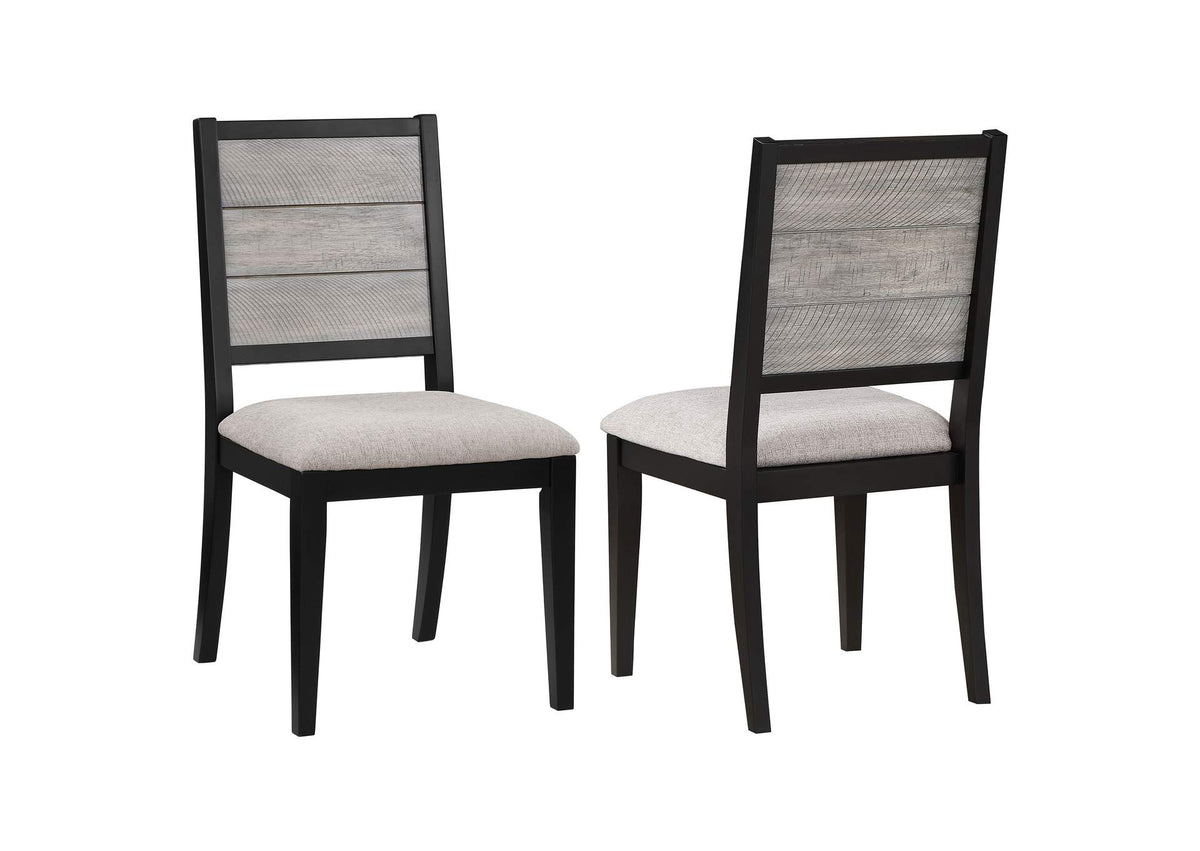 121222 Elodie Wood Dining Side Chair Grey and Black (Set of 2)