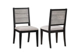 121222 Elodie Wood Dining Side Chair Grey and Black (Set of 2)