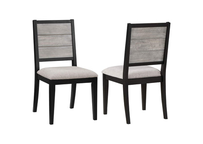 121222 Elodie Wood Dining Side Chair Grey and Black (Set of 2)