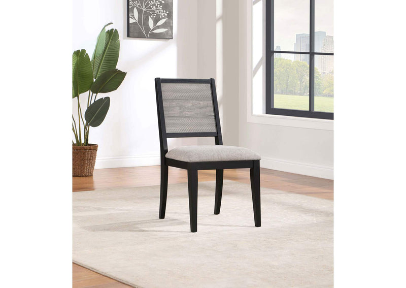 121222 Elodie Wood Dining Side Chair Grey and Black (Set of 2)
