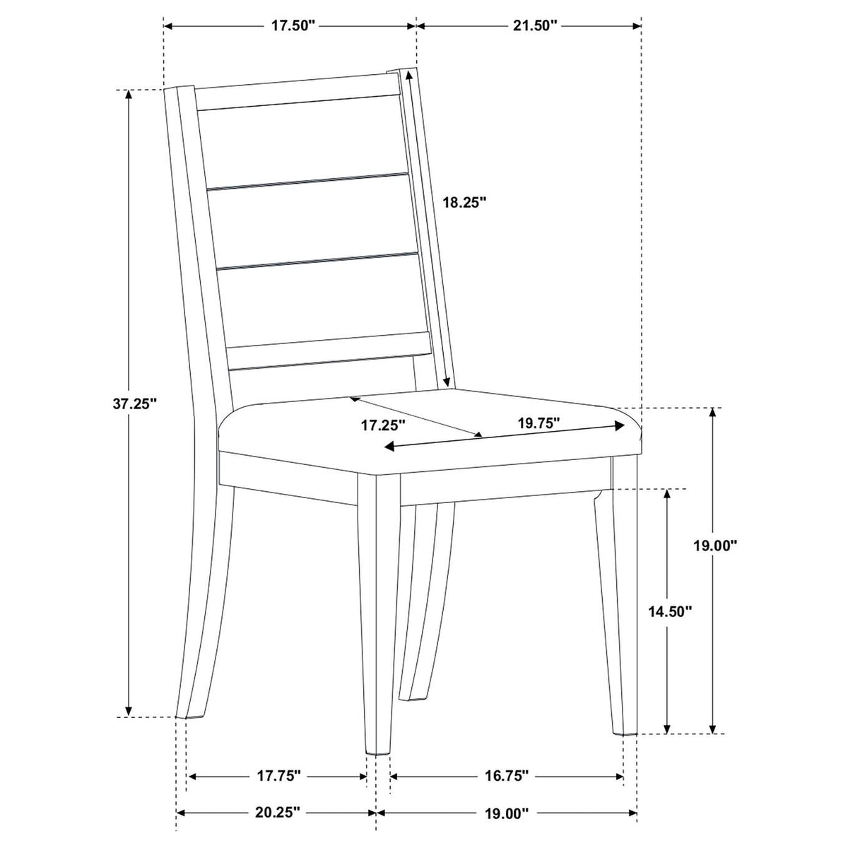 121222 Elodie Wood Dining Side Chair Grey and Black (Set of 2)