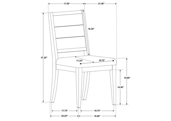 121222 Elodie Wood Dining Side Chair Grey and Black (Set of 2)