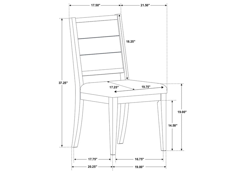 121222 Elodie Wood Dining Side Chair Grey and Black (Set of 2)