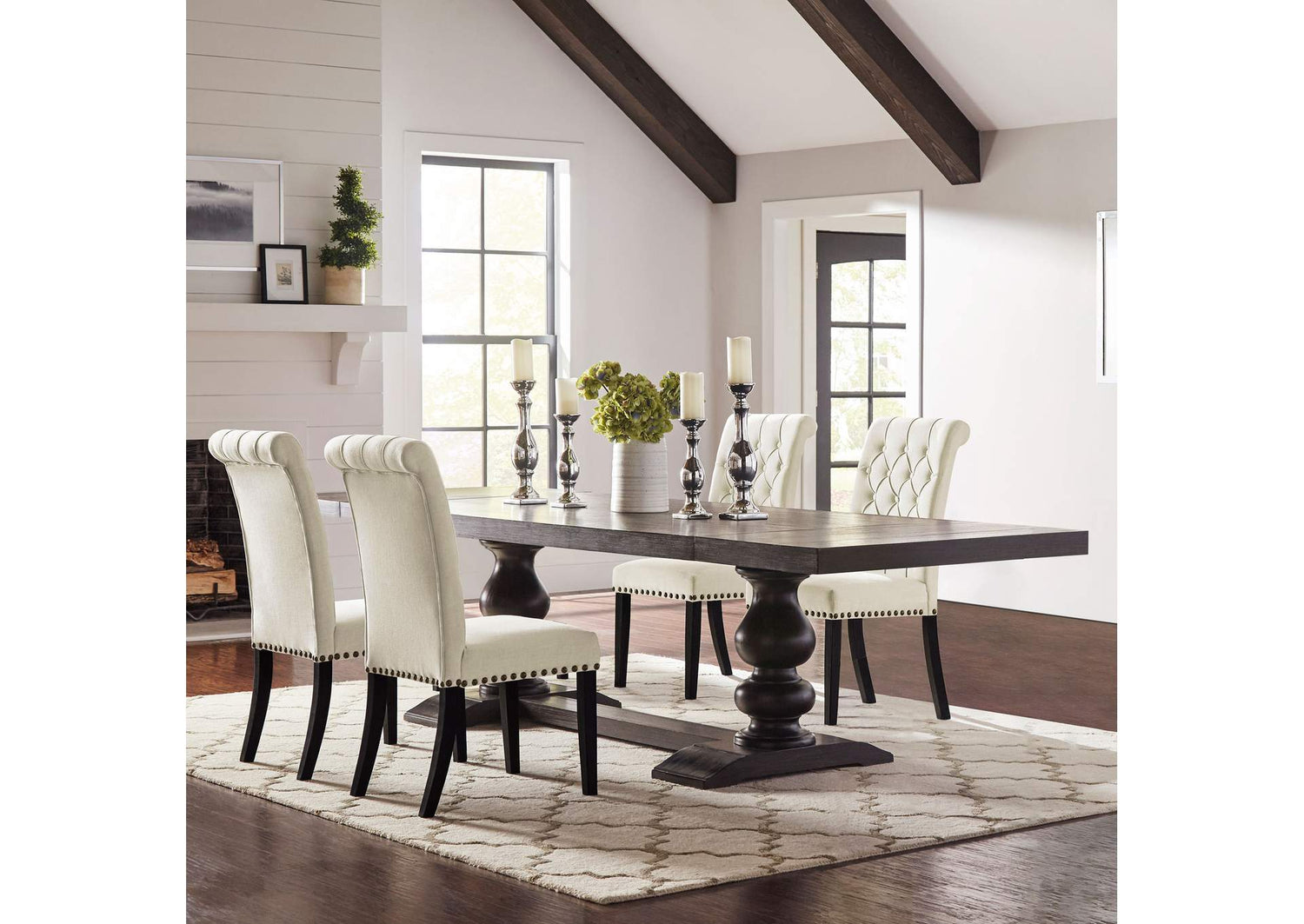 Phelps 5-piece Rectangular Dining Table Set Distressed Noir