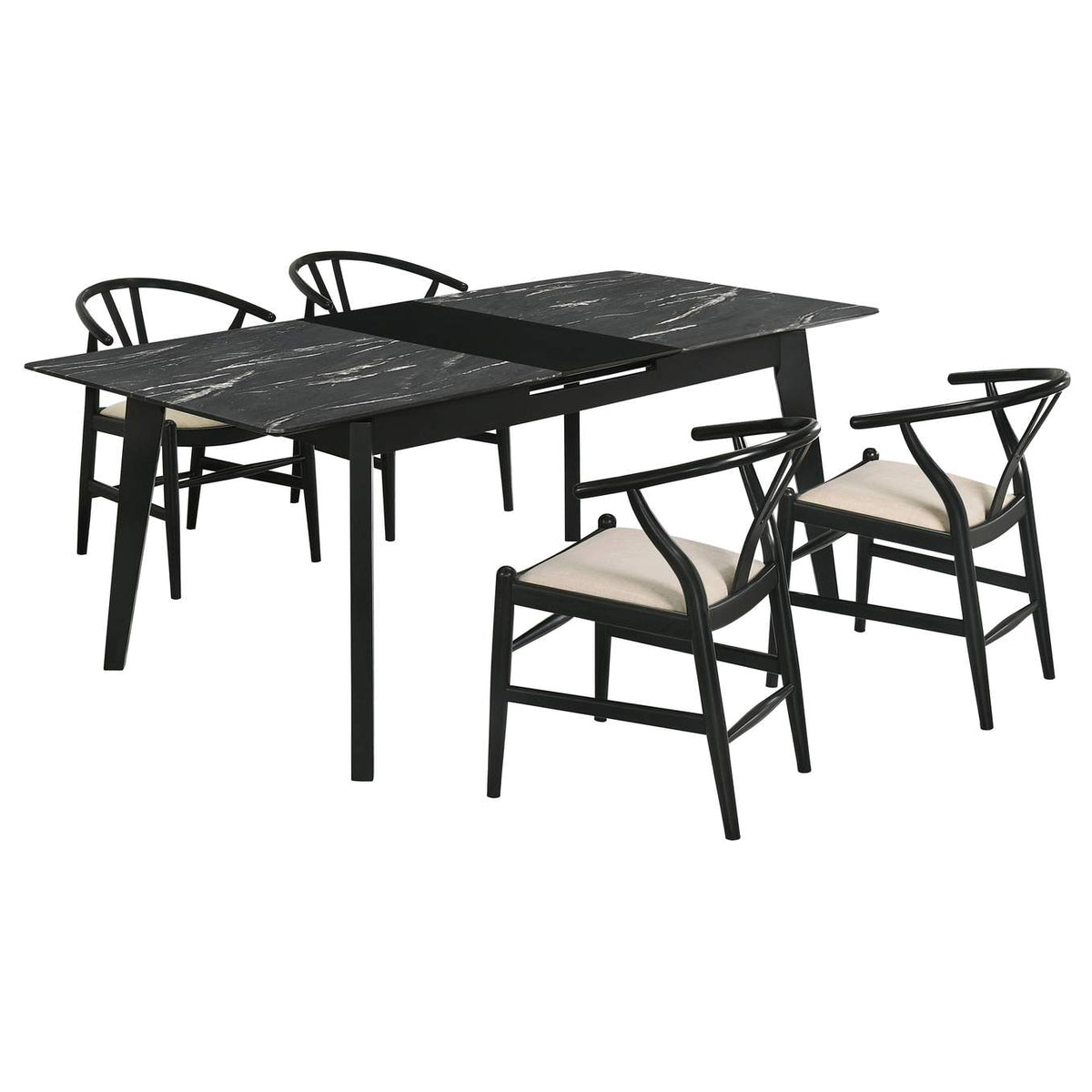 121251-S5 Crestmont 5-piece Extension Leaf Dining Table Set Black