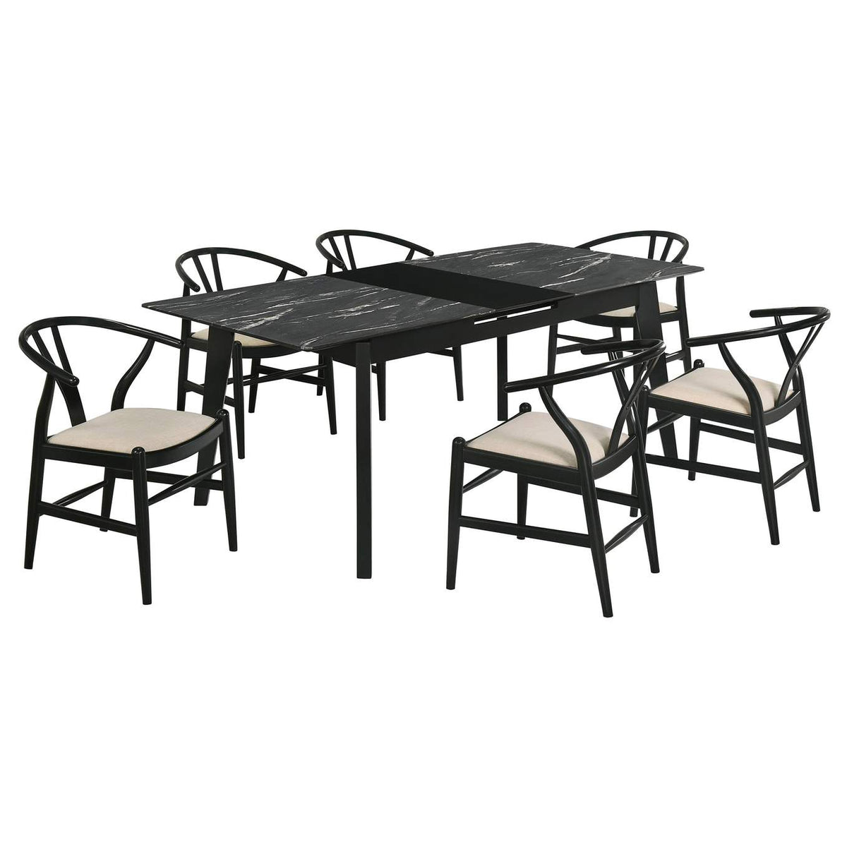 121251-S7 Crestmont 7-piece Extension Leaf Dining Table Set Black