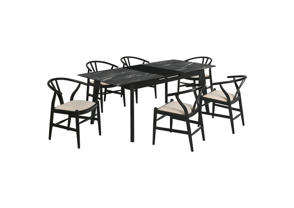 121251-S7 Crestmont 7-piece Extension Leaf Dining Table Set Black