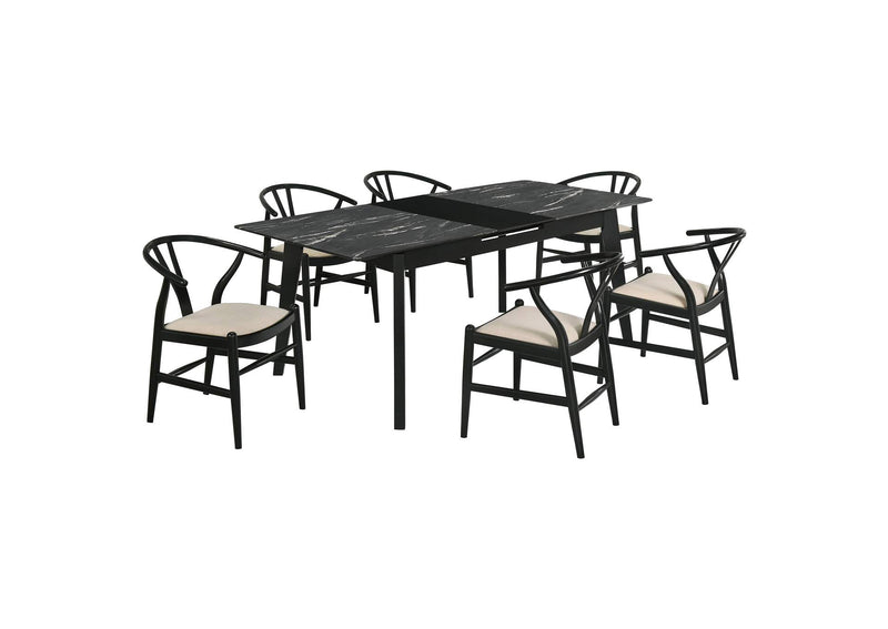 121251-S7 Crestmont 7-piece Extension Leaf Dining Table Set Black