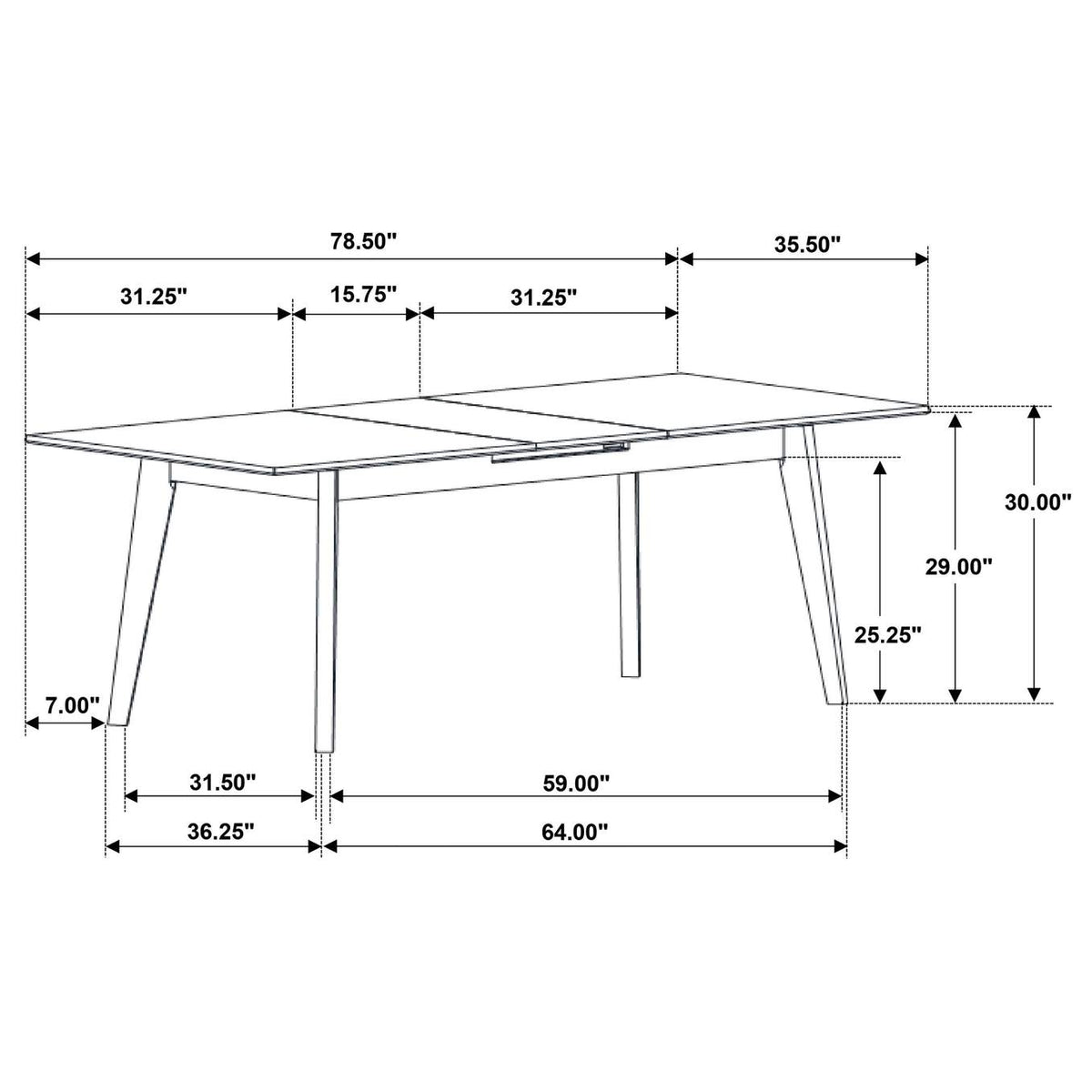 121251-S7 Crestmont 7-piece Extension Leaf Dining Table Set Black