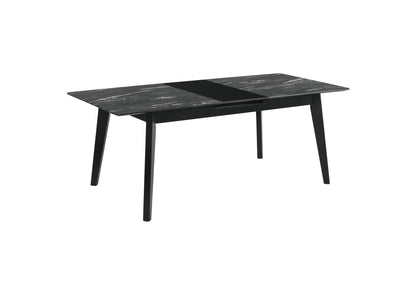 121251 Crestmont 78-inch Extension Dining Table Black Faux Marble