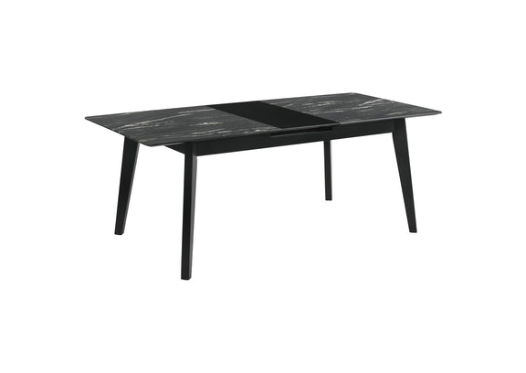 121251 Crestmont 78-inch Extension Dining Table Black Faux Marble