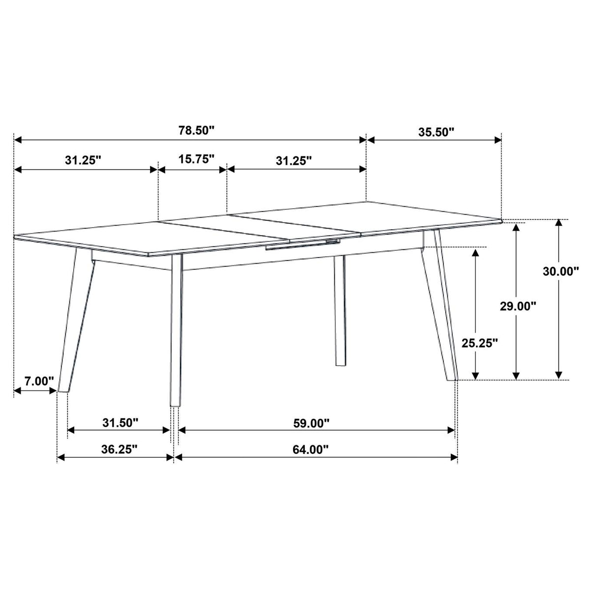 121251 Crestmont 78-inch Extension Dining Table Black Faux Marble