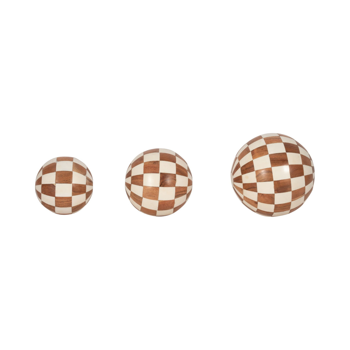 4" / 5" / 6" Resin Checkered Orbs - Ivory / Natural
