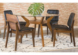 Paxton 5-piece Round Glass Top Dining Table Set Brown