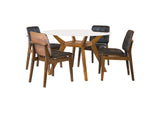 122180-S5K Paxton 5-piece Round Glass Top Dining Table Set Brown