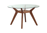 122180-S5K Paxton 5-piece Round Glass Top Dining Table Set Brown