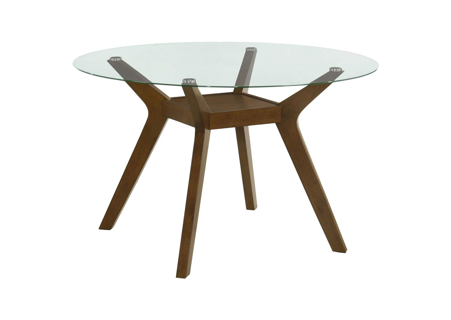 Paxton Round 48-inch Glass Top Wood Dining Table Brown