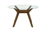 122180BG Paxton Round 48-inch Glass Top Wood Dining Table Brown
