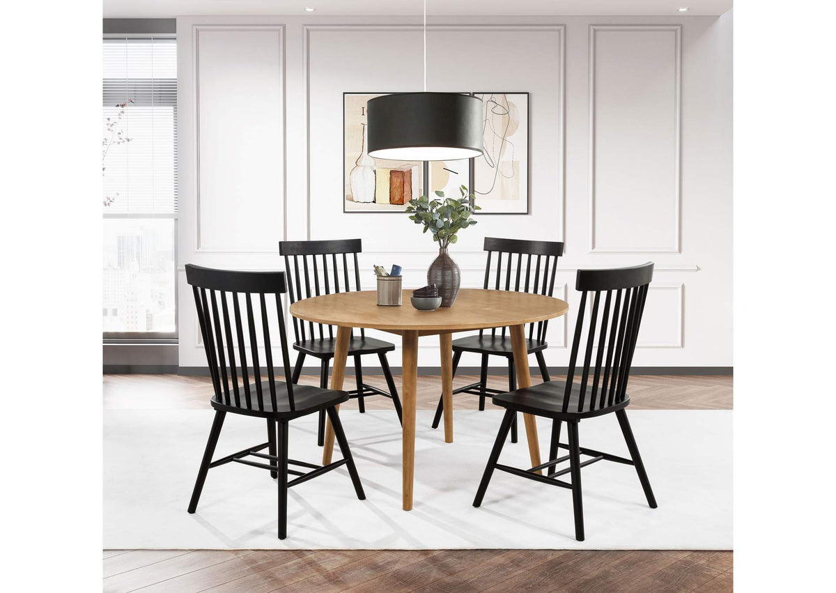 122500-S5B Andrews 5-piece Round Dining Table Set Light Ash and Black