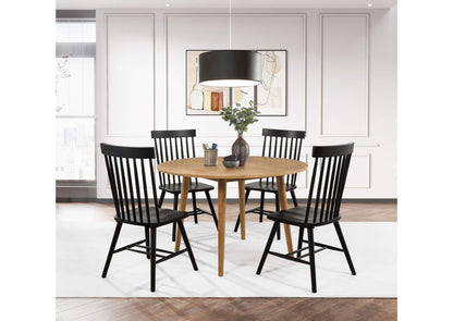 122500-S5B Andrews 5-piece Round Dining Table Set Light Ash and Black