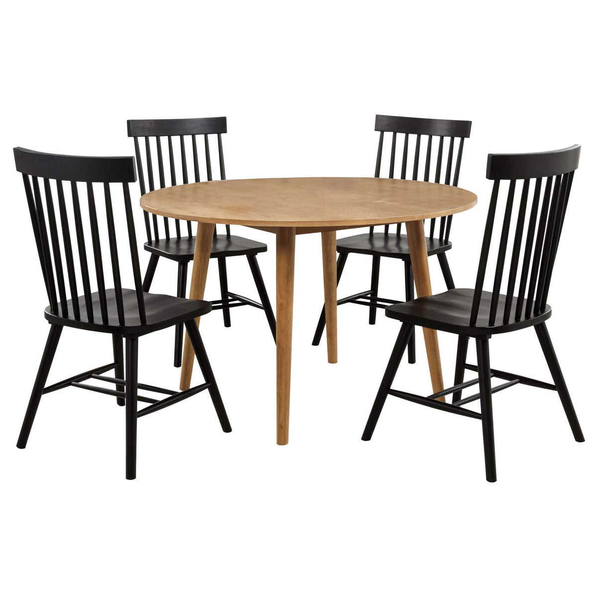 122500-S5B Andrews 5-piece Round Dining Table Set Light Ash and Black