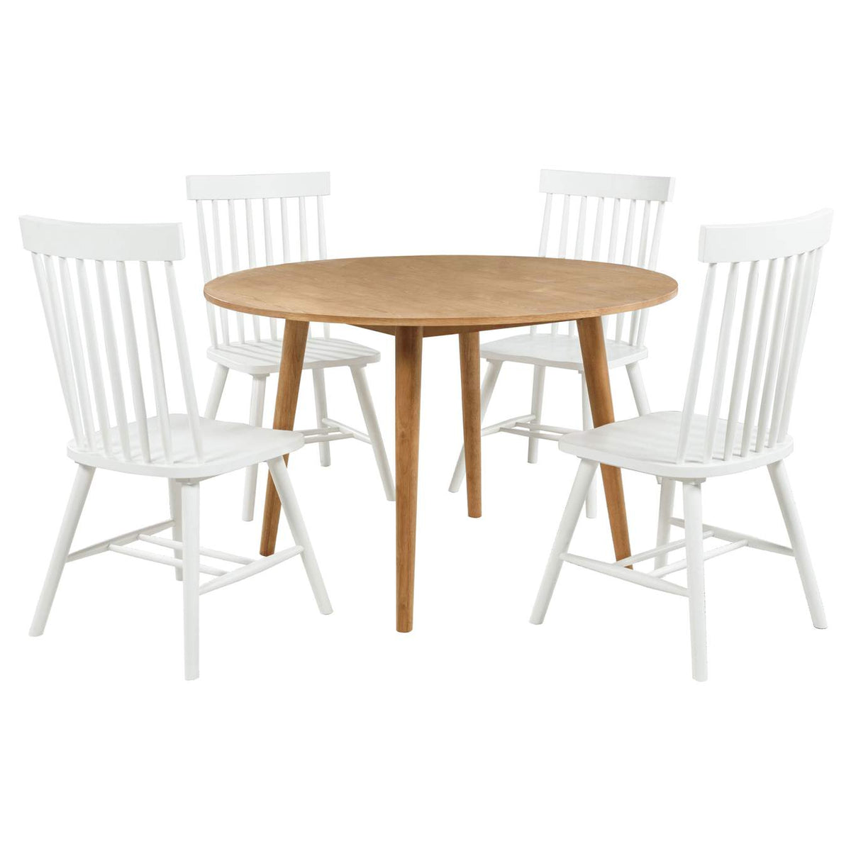 122500-S5W Andrews 5-piece Round Dining Table Set Light Ash and White